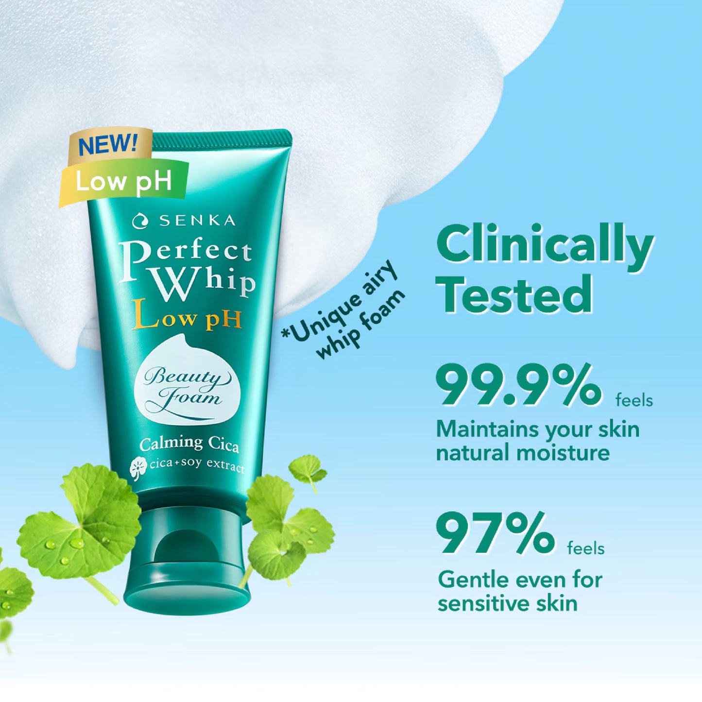 SENKA Perfect Whip Gentle Calming Cica Low Ph Beauty Cleansing Foam (100g)