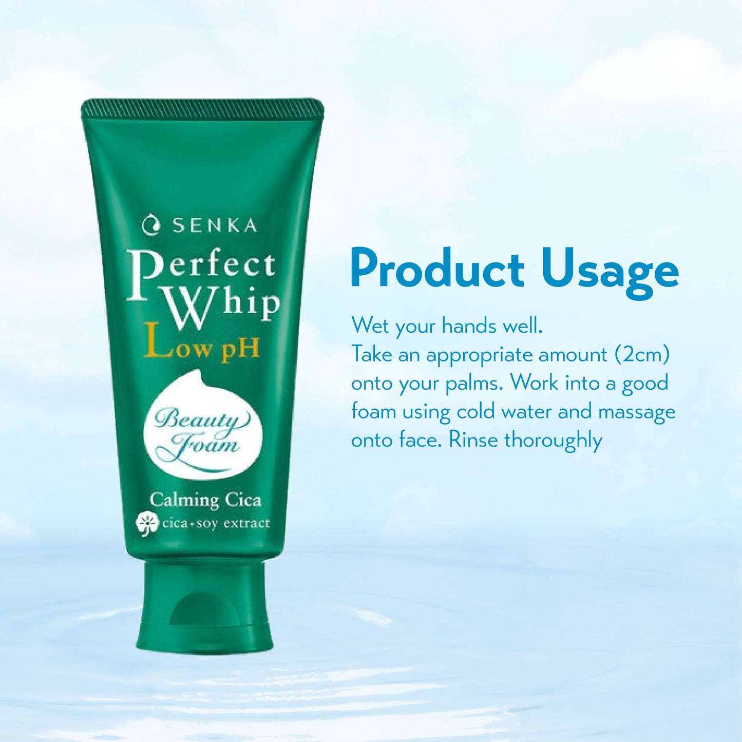 SENKA Perfect Whip Gentle Calming Cica Low Ph Beauty Cleansing Foam (100g)