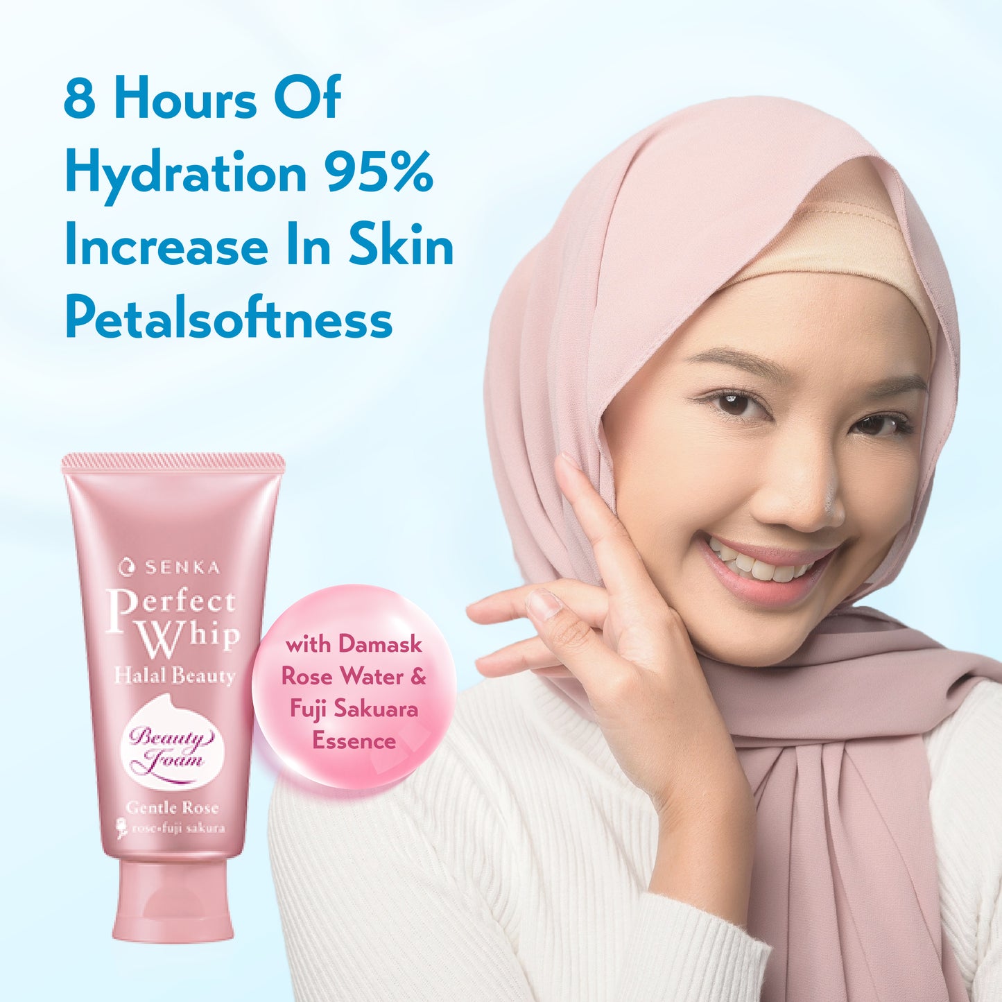 SENKA Perfect Whip Halal Beauty Gentle Rose Facial Cleanser (100g)