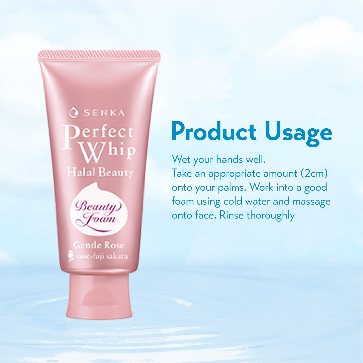 SENKA Perfect Whip Halal Beauty Gentle Rose Facial Cleanser (100g)